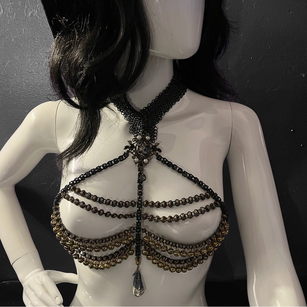Handmade one of a kind Jewelry harness necklace adjustable fits all goth exotic - Picture 5 of 7